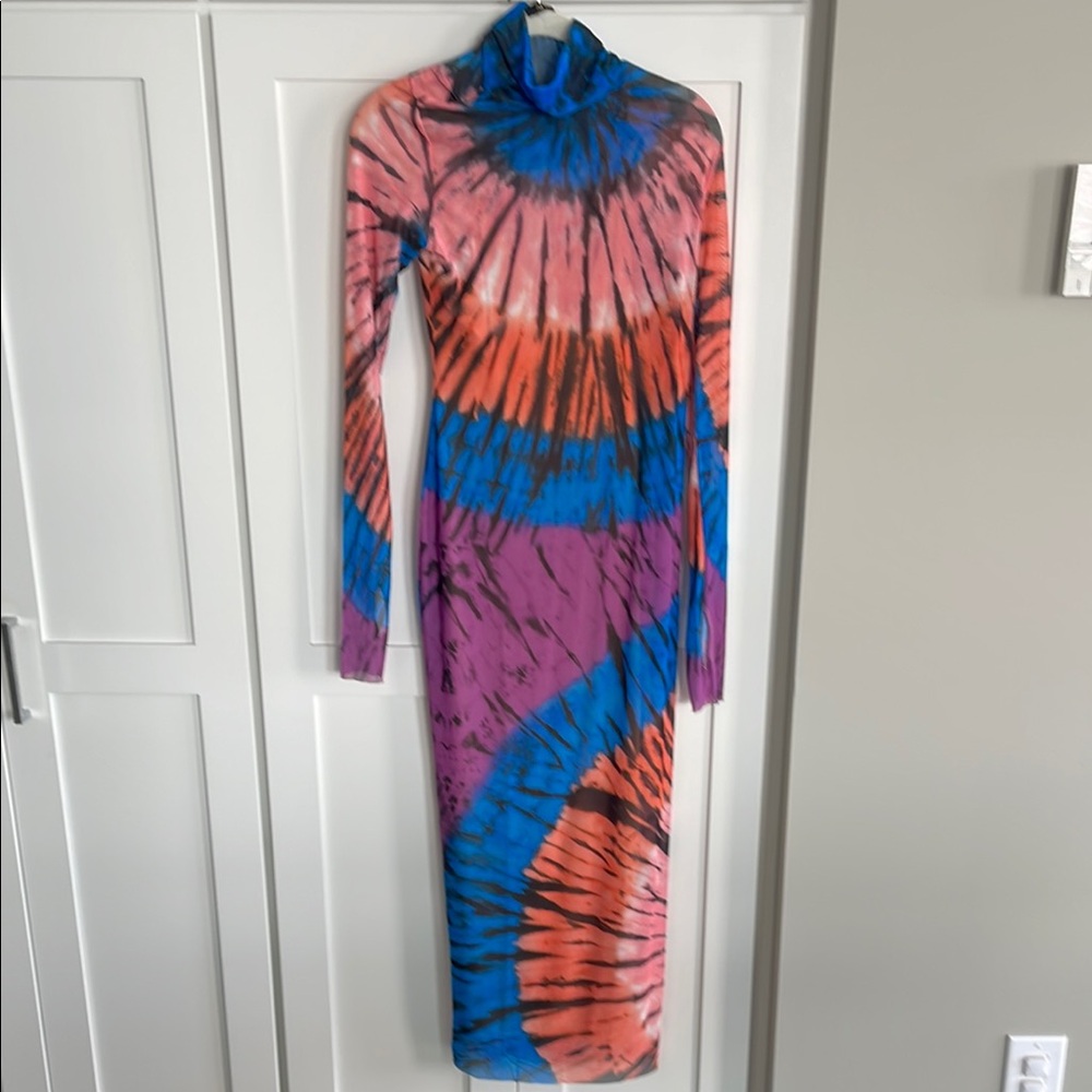 AFRM Pink and Blue Long Sleeve Bodycon Dress
Nude Built in Slip underneath